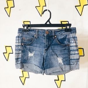 Unique Jean Shorts with White Patterned Sides
